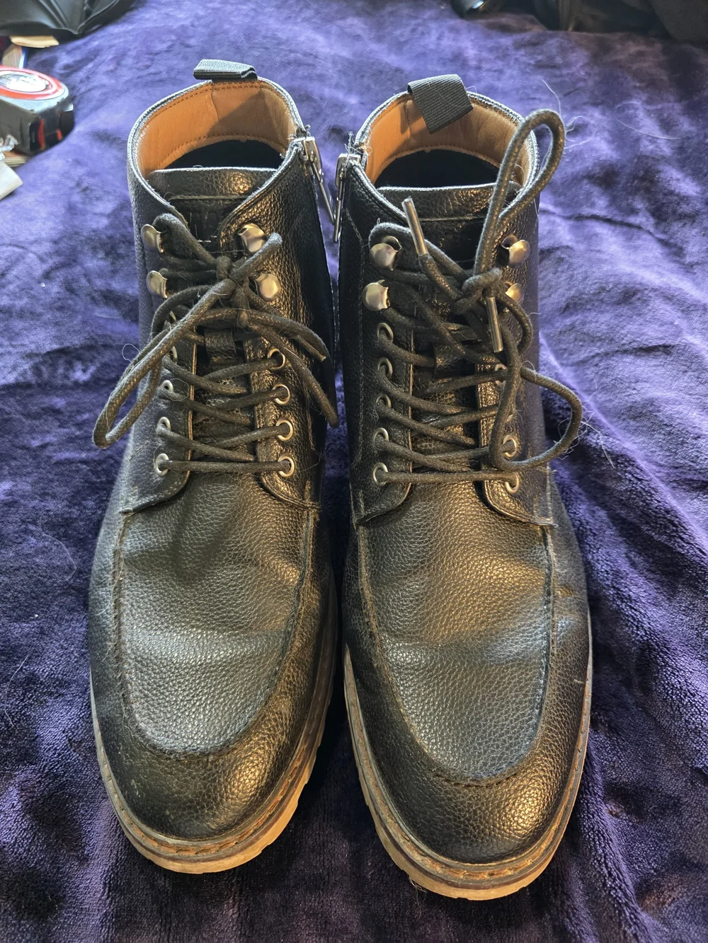Madden by Steve Madden Men’s Black Moc Toe Side Zip Boots Size 11